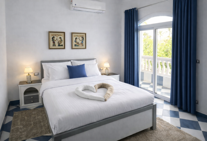 1 – BLUE room – 1 bed – pool view 2